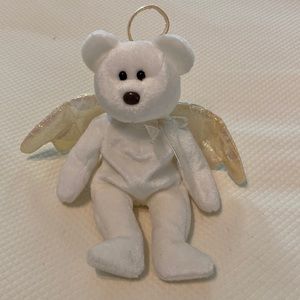 Ty White Halo Beanie Baby Angel Bear with Iridescent Wings